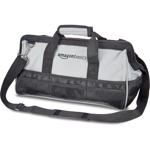 Amazon Basics Tool Bag - 41 cm, Grey, Black