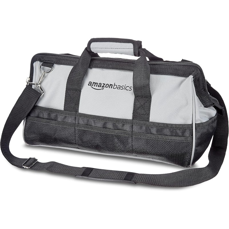Amazon Basics Tool Bag - 41 cm, Grey, Black