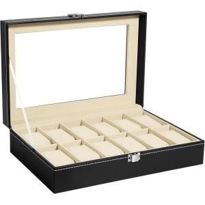 Uten Watch Box for 24 Watches, Men’s and Women’s, Leather, For 12 watches