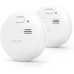 Garza - Pack of 2 Standard Smoke Detectors with Photoelectric Sensor, 85dB Alarm, LED Indicator, Test Button, Cordless Operation, 9V Battery Included, Ideal for Kitchens and Garages