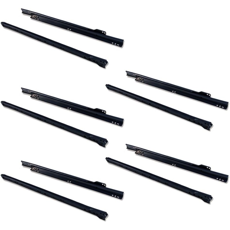 Emuca 5 Set Drawer Guides, black, 3007914
