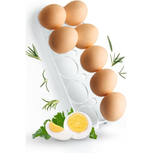 Piebert Universal Egg Holder 2252 for Fridge, Fridge Freezer, Built-In Refrigerator, Stable for 10 Eggs, Dimensions (H x W x D): 2.5 cm x 23.5 cm. x 9.5 cm