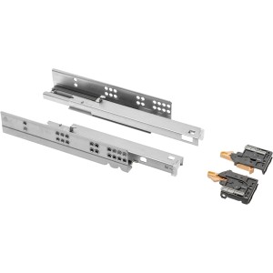 GTV - Underfloor Guides 1 Pair Drawer Slides with Soft Close System - Self-closing Drawer Runners - Modern Slide with Damping, Full Extension, 350 mm, Maximum Load 35 kg