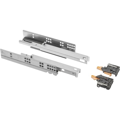 GTV - Underfloor Guides 1 Pair Drawer Slides with Soft Close System - Self-closing Drawer Runners - Modern Slide with Damping, Full Extension, 350 mm, Maximum Load 35 kg