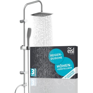 EISL EASY FRESH DX12006 Shower Set, 2-in-1 with Large Rain Shower (250 x 200 mm) and Hand Shower, Ideal for Fitting into Existing Drill Holes, Complete Mounting Kit Included, Chrome