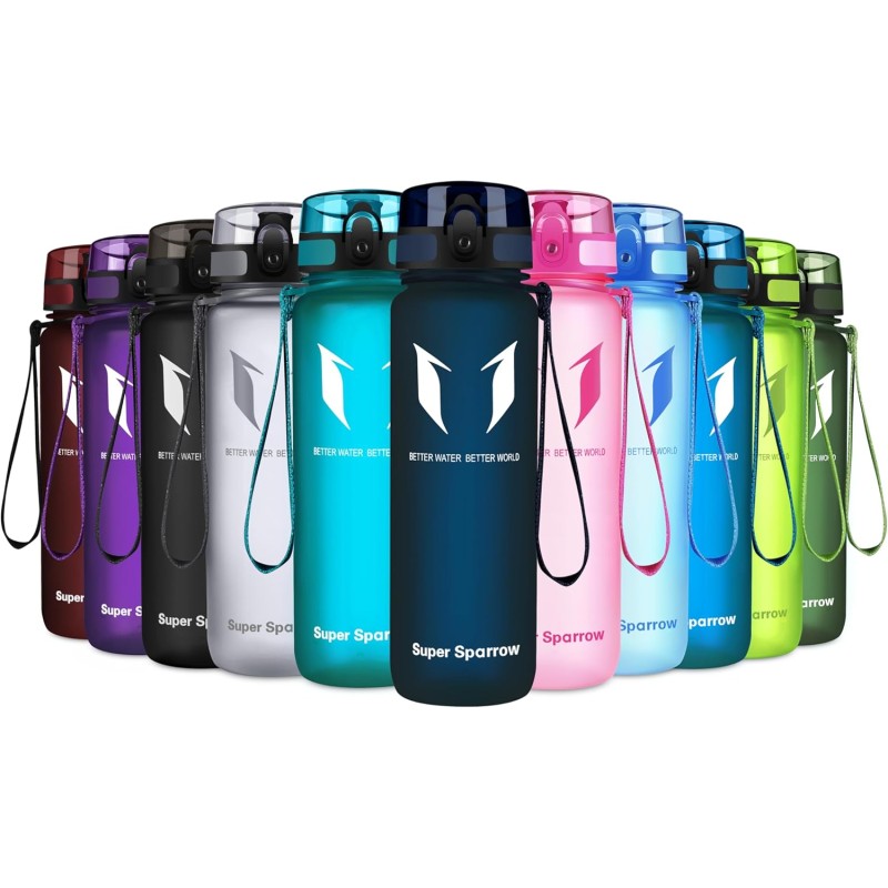 Super Sparrow Drinking Bottle, Tritan Water Bottle, 350 ml, 500 ml, 750 ml, 1000 ml, BPA-Free, Ideal Sports Bottle, for Sports, Bike, Fitness, University or Outdoors, Lightweight, Sustainable