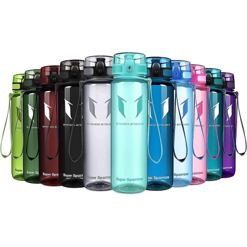 Super Sparrow Drinking Bottle, Tritan Water Bottle, 350 ml, 500 ml, 750 ml, 1000 ml, BPA-Free, Ideal Sports Bottle, for Sports, Bike, Fitness, University or Outdoors, Lightweight, Sustainable
