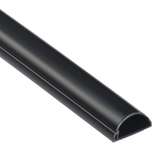 D-Line 1M3015B Mini Cable Duct, Self-Adhesive, Semi-Circular Cable Routing, Cable Strip, 1 x 30 mm (W) x 15 mm (H) x 1 Metre Length, Black
