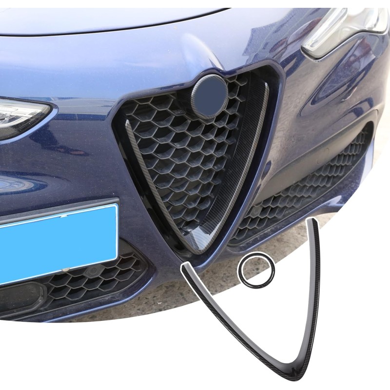 Carbon Fiber Style ABS Plastic Front Grill Decoration Frame Trim For Stelvio 2017 2018 2pcs