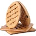 Conisy Heat-resistant trivet, set of 4, bamboo, non-slip, washable coasters for kitchen, bowl, pot, pan, pot and plate (15 cm)