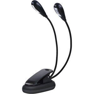 Dilwe LED Light for Music Stand, Adjustable Double Head Clip on Lamp with USB Cable Lamp for E-Reader, Book & Bed Headboard (8 Beads)