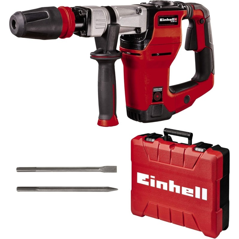 Einhell Demolition Hammer TE-DH 12 (1050 W, Impact Rate 4100 rpm, 12 Joules, SDS-Max Tool Holder, incl. Pointed and Flat Chisel, incl. E-Box)
