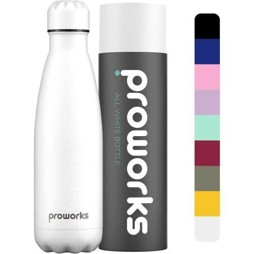 Proworks Stainless Steel Water Bottle, 24 Hours Cold and 12 Hours Hot - Premium Vacuum Water Bottle - Perfect Insulated Bottle for Sports, Running, Cycling - 350 ml / 500 ml / 750 ml / 1 Litre / 1.5
