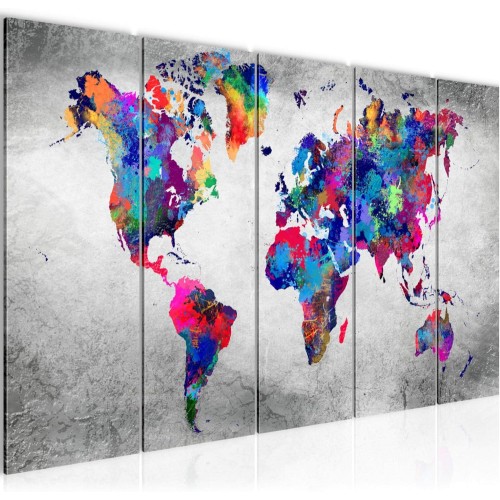 World Map Canvas, multicoloured