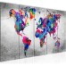 World Map Canvas, multicoloured