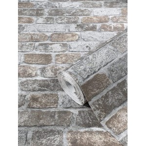 marburg Stone Wallpaper Grey Beige Brick 3D Effect for Bedroom Living Room or Kitchen Wallpaper Stone Look 10.05 m x 0.53 m 58410