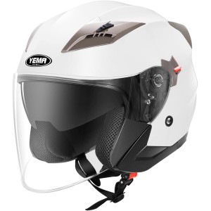Jethelme Rollerhelm Sturzhelm Chopper Helm - YEMA YM-627 Motorradhelm ECE mit Doppelvisier Sonnenblende für Damen Herren Erwachsene