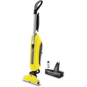 Kärcher FC 5 electric floor cleaner for wiping with suction function (power: 460 W, 60 m² per tank filling, washable microfiber roller, flexible swivel joint, removable 2-tank system)
