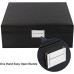 BEWISHOME Ring Organizer and Earring Box Holder - 11 Ring Slots, 25 Earring Compartments, Large Mirror, 2 Tiers - Jewellery Box, Cufflinks, Men, Black Faux Leather ESSH21B