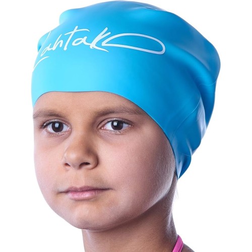 Плувна шапка за дълги коси за момичета / момчета / деца / тийнейджъри с дълги къдрави коси, плитки, дредлоки, 100% силикон, хипоалергенна, водоустойчива, плувна шапка