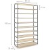 BAKAJI Shoe Cabinet Space Saving 10 Shelves Up to 45 Pairs of Shoes Steel Structure and Waterproof TNT Fabric Cover with Zipper Dustproof Beige 90 x 30 x 160 cm