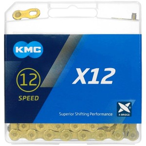 KMC Unisex's X12 Ti-n Chain, Gold, 1/2” x 11/128”
