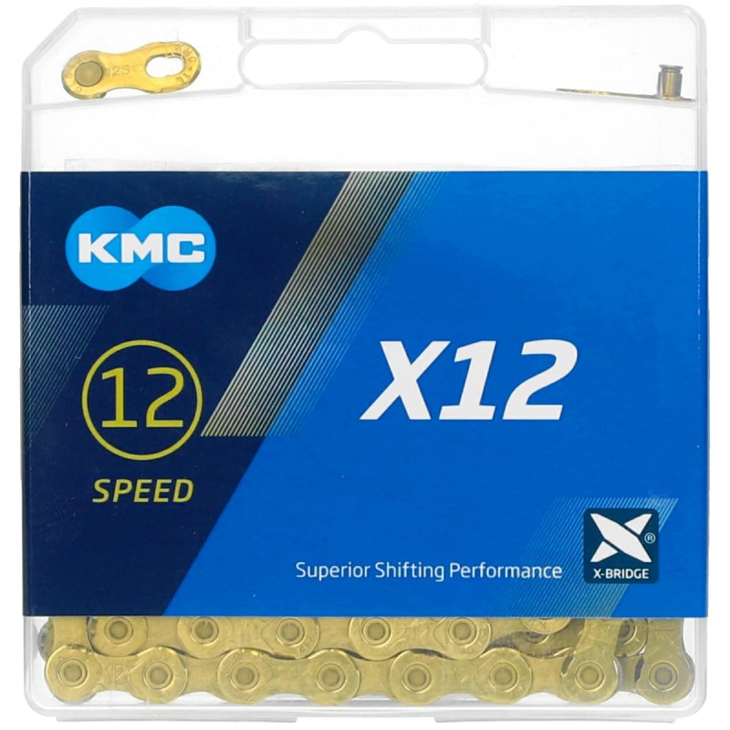 KMC Unisex's X12 Ti-n Chain, Gold, 1/2” x 11/128”