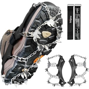 Unigear Crampons for Hiking Shoes, Grödel and Spikes for Ice, Snow, 24 Shoe Spikes, Snow Spikes, Ice Cleats, Traction with Non-Slip for Walking, Jogging, Climbing and Hiking