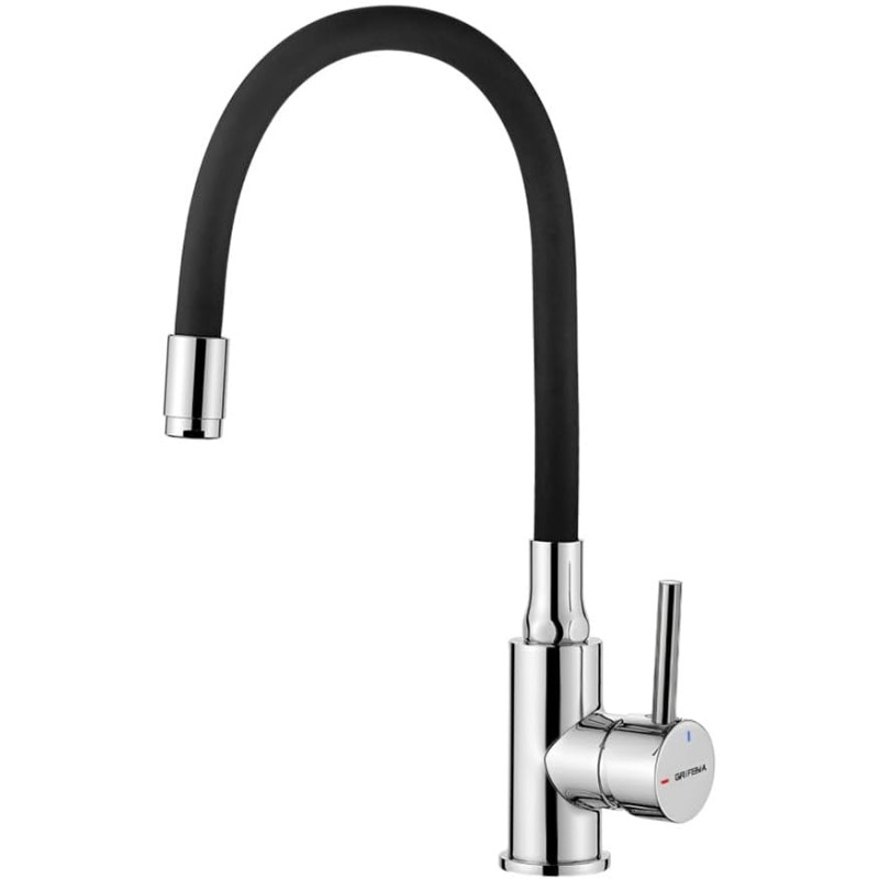 Griffema Grifería de Cocina G4002SE Kitchen Tap with Flexible Spout, High Spout (250 mm), Sink Fitting, G3/8 inch Connections, High Pressure, Universal Swivel, G4002-2