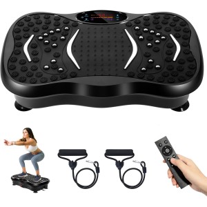 EVOLAND Vibration Plates, Vibration Fitness Equipment for Home Use, with Bluetooth Speaker, 5 Program Modes, 2 Resistance Bands, Vibration Fitness Trainer, 150 kg Maximum Load (B)