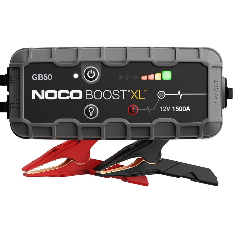 NOCO Boost HD GB50 1500 Amp 12 Volt UltraSafe Portable Lithium Car Battery Starter Pack, Jump Starter Power Bank and Booster Cables for up to 7-Litre Petrol and 4-Litre Diesel Engines