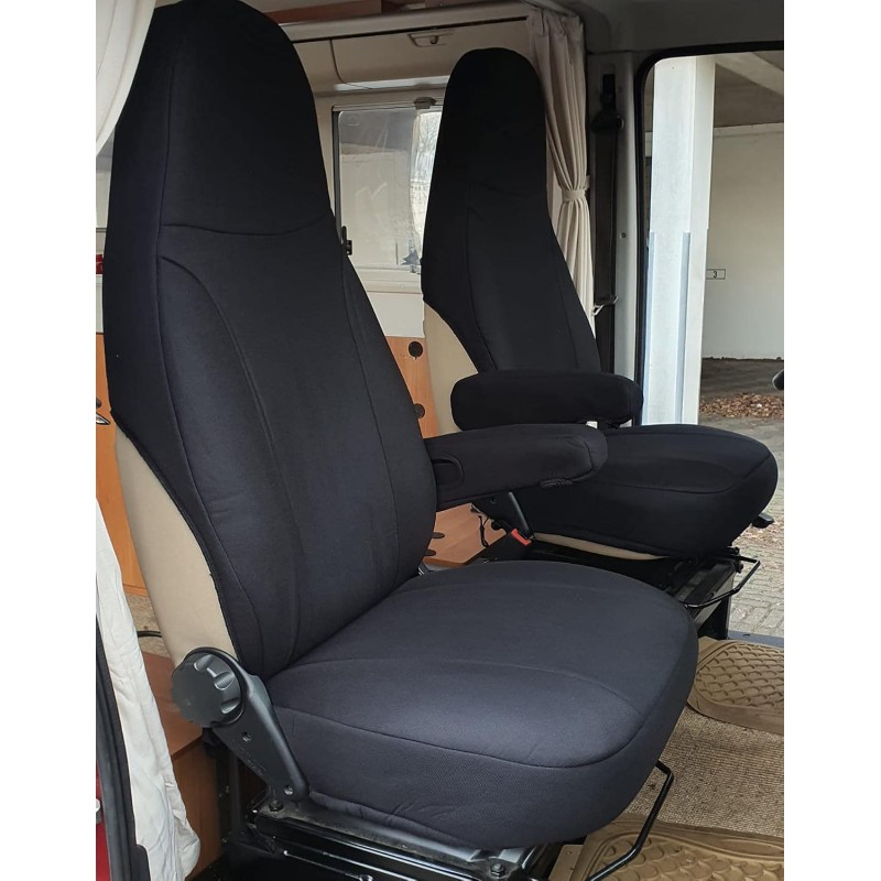 BREMER SITZBEZÜGE Dimension Pilot Seat Covers Compatible with Motorhome Camper Ducato Driver & Passenger 814 Protective Cover Set in Black