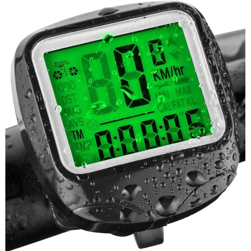 Finibo велокомпютър, кабелен километраж и скоростомер за велосипед, 23 функции, водоустойчив LCD скоростомер за велосипед, велокомпютър
