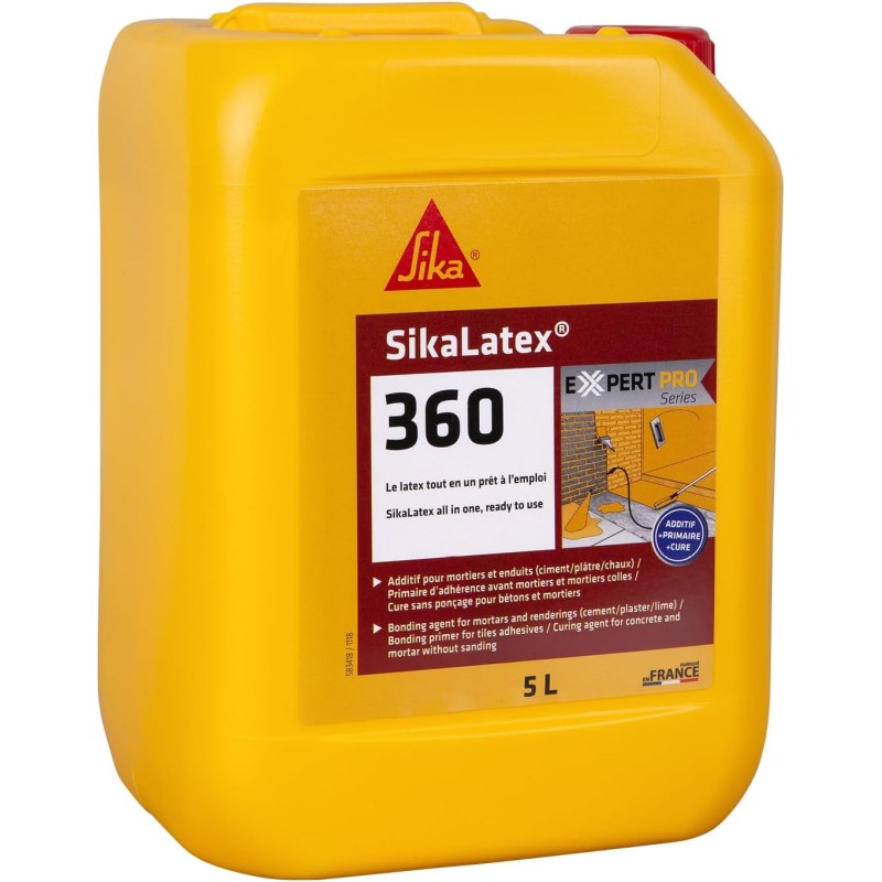 SIKA - Adhesion primer and curing product - SikaLatex 360 - Bonding resin for adhesion and sealing of mortars and plasters (cement/plaster/lime) - Ready to use - 5L