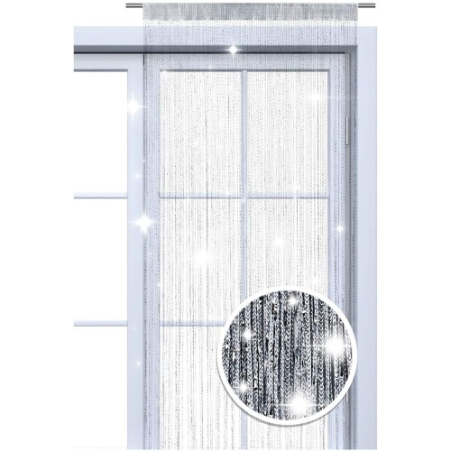 wometo String Curtain, Glitter Curtain, OekoTex, 90 x 245 cm, Pink, Silver, Shiny, Decorative Scarf, Transparent, Semi-Transparent, Christmas