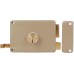 Amig - Right Mortice Lock with Latch Lever, Tongue and Handle for Wooden Doors Model 78 | 120 x 85 mm | Bolt with Round Tooth Cylinder | Beige Steel