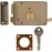 Amig - Right Mortice Lock with Latch Lever, Tongue and Handle for Wooden Doors Model 78 | 120 x 85 mm | Bolt with Round Tooth Cylinder | Beige Steel