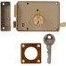 Amig - Right Mortice Lock with Latch Lever, Tongue and Handle for Wooden Doors Model 78 | 120 x 85 mm | Bolt with Round Tooth Cylinder | Beige Steel