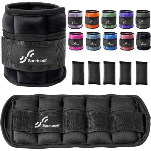 Sportneer 2 Packs Ankle Weights Adjustable Ankle Weights Set Wrist Straps 0.45kg - 2.25kg (per ankle) / 0.9kg - 4.5kg (per pair)