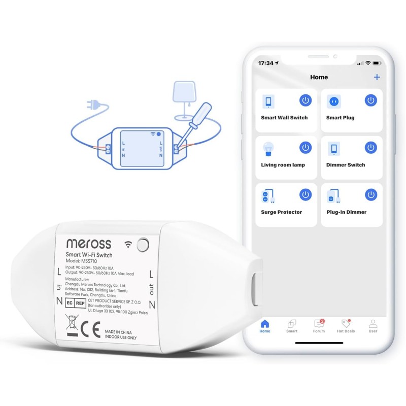 Meross WiFi switch, universal WiFi switch