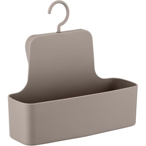 WENKO Barcelona Shower Caddy with Moving Hook, Special Plastic (Shatter-Proof), Fixing No Drilling Required, Taupe