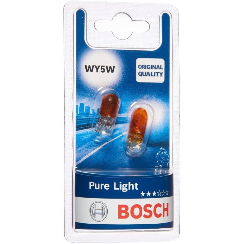 Bosch WY5W Pure Light Vehicle Bulbs - 12 V 5 W W2.1 x 9.5d - Pack of 2