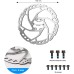 Rujoi Brake Disc 2 Pieces Bicycle Brake Disc with 12 Screws 160 mm Rotor Aluminium Front and Rear Mechanic Toolless Pad Adjuster for Road Bike, Cruiser MTB, Mountain Bike