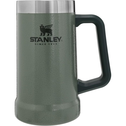 Stanley Adventure Vacuum Stein, 709 ml, Hammertone Green, Thermal Mug with Handle, Keeps Beer Cold for 7 Hours, Vintage Inspired Beer Mug, Dishwasher Safe