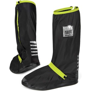 Perletti overshoes, black, waterproof, non-slip, shoe covers, reusable, reinforced with reflective strips, high rain protection galoshes for rain and snow.
