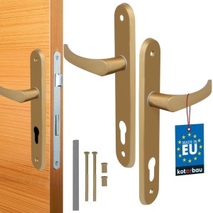 KOTARBAU® Door Handle 90 mm Left Right for Profile Cylinder Gold Door Fitting Door Handle Door Handle Set Room Door Latch Aluminium