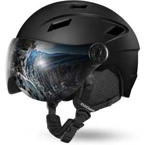 Odoland Adult Ski Helmet with Visor, Lightweight Race Helmet with Helmet Visor for Men and Women, Snowboard Helmet