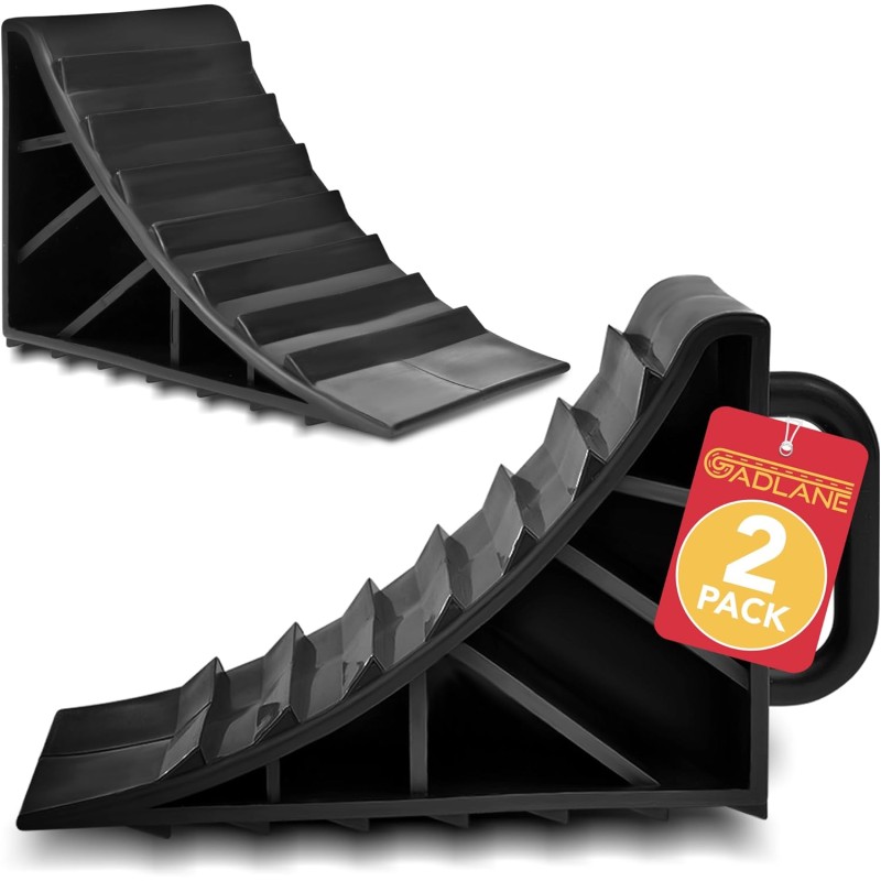 GADLANE Wheel Chocks Trailer - Robust, Non-Slip Plastic Wedges for Car, Caravan, Motorhome, Motorcycle - Durable, Secure Grip in Wet, Gentle on Tyres and Rims (Pack of 2)