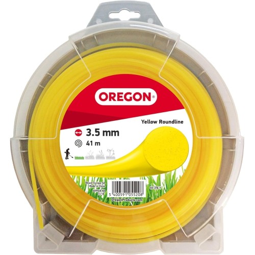 Oregon Round Mower Line 3,5 mm, жълта, за висока трева, плевели, газони и гъста растителност, издръжлива професионална найлонова нишка, за повечето косачки, 3,5 mm x 124 m (69-377-Y)