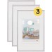 walther design KV030S3 New Lifestyle Plastic Picture Frame, 20 x 30 cm, Silver, Pack of 3